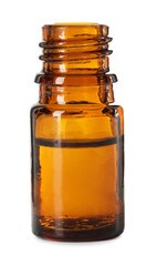 Essential oil in bottle isolated on white
