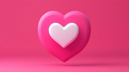 Pink and white 3d hearts on pink background, love and romance concept