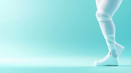 Stylish White Leggings and Sneakers on Mint Background