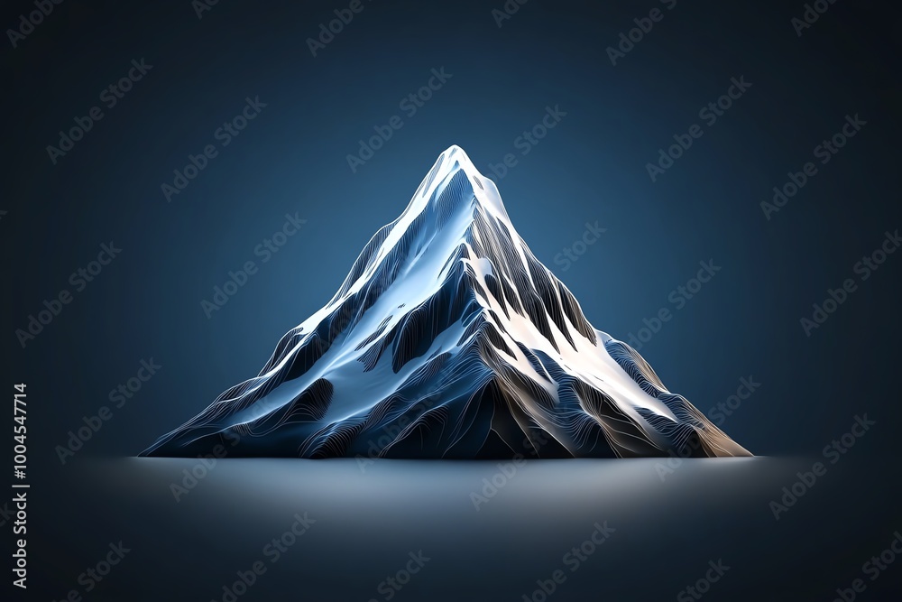 Aufkleber simple mountain silhouette, with abstract lines depicting rugged peaks and a distant valley in a min