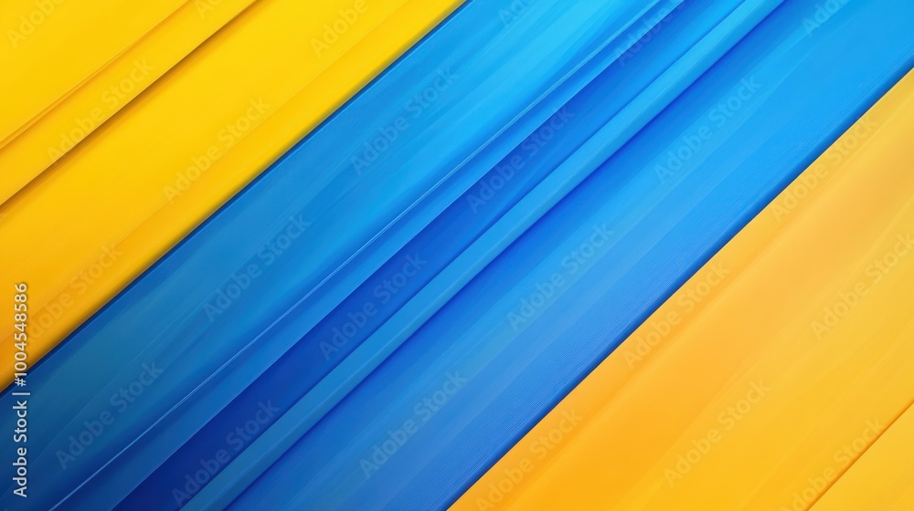 Poster Vibrant abstract background featuring bold blue and yellow diagonal stripes creating a striking visual effect
