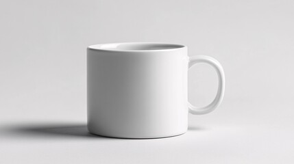 Obraz premium Minimalist White Ceramic Coffee Mug on a Plain Background for Branding and Design Mockups
