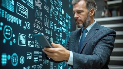 Fototapeta premium Business professional analyzing data on digital screen