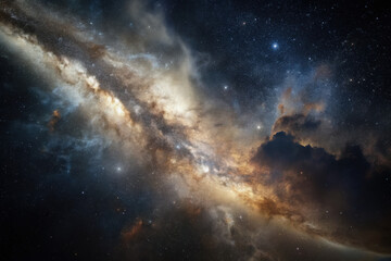 Vast cosmic tapestry unveils swirling galaxies and brilliant stars illuminated in the dark expanse of the universe. Generative AI