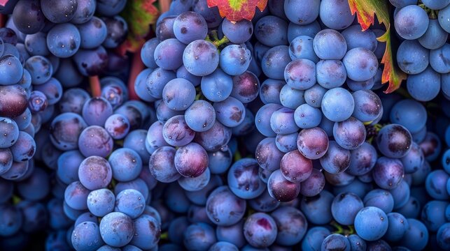 Detail of red grapes at haras de pirque winery, pirque, maipo valley, cordillera province, santiago metropolitan region, chile, south america, 