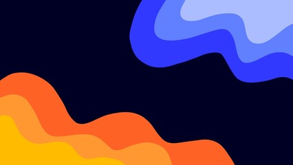 Dark abstract background with blue and orange gradient waves 