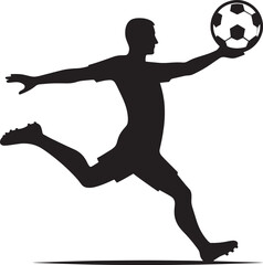 Football player kicking football silhouette vector illustration isolated on a white background