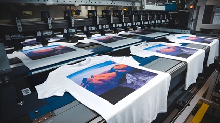 T shirt Printing Machine with Mountain Landscape Design