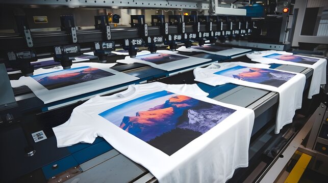 T shirt Printing Machine with Mountain Landscape Design