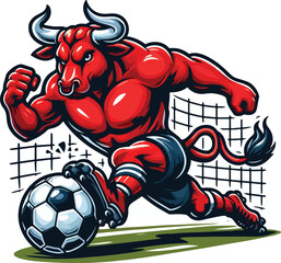 a bull playing soocer vector