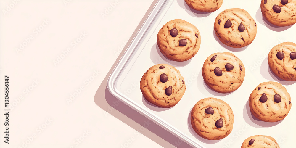 Poster Group of drop cookies placed on a smooth, even tray, sweet illustration