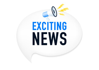 Megaphone with exciting news banner. Loudspeaker. Banner for business, marketing, advertising and for your stores. Vector illustration