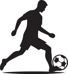 Football player kicking football silhouette vector illustration isolated on a white background