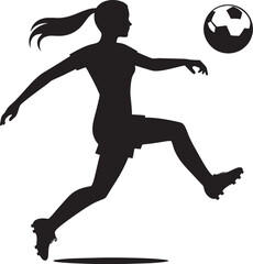 Football player kicking football silhouette vector illustration isolated on a white background