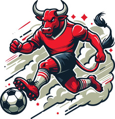 a bull playing soocer vector