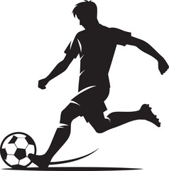 Naklejka premium Football player kicking football silhouette vector illustration isolated on a white background