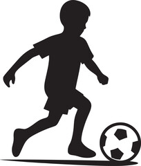 Football player kicking football silhouette vector illustration isolated on a white background