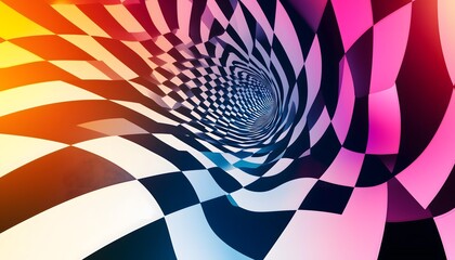 An abstract 3d illustration of a colorful checkered pattern