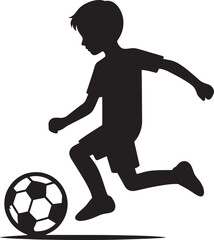 Football player kicking football silhouette vector illustration isolated on a white background