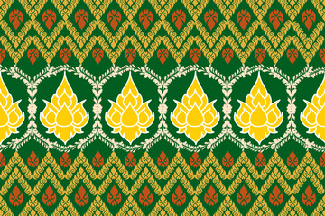 Thai art pattern vector seamless color background,line Thai ,luxury Asian style , for fabric print ,cloth ,decoration, embroidery,background and wallpaper.