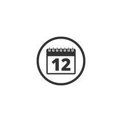 Yearly calendar icon. All twelve months. Number 12 icon isolated on transparent background