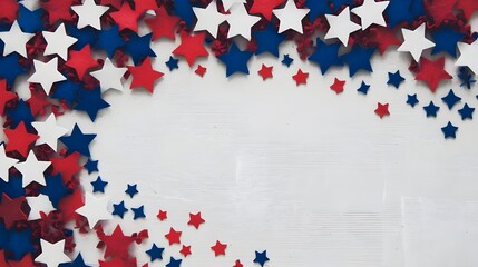 Red White Blue Stars Festive Background  Holiday Banner  Patriotic Decor