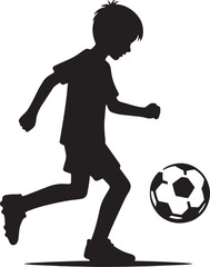 Football player kicking football silhouette vector illustration isolated on a white background