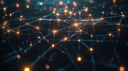 Obraz premium Futuristic technology concept with intricate glowing connections and dark digital backdrop