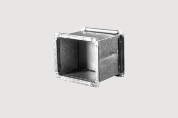 Supply and exhaust ventilation system. Universal rectangular metal air duct for ventilation systems. On a white background.