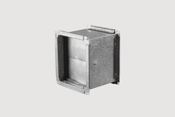 Supply and exhaust ventilation system. Universal rectangular metal air duct for ventilation systems. On a white background.