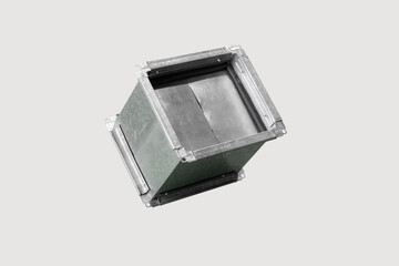 Supply and exhaust ventilation system. Universal rectangular metal air duct for ventilation systems. On a white background.