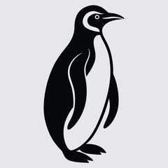 Minimalistic Penguin Standing Icon Vector Illustration for Kids' Fun and Creative Coloring Book.