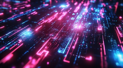 Obraz premium Futuristic technology web with interconnected glowing lines and vibrant data streams