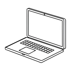 Simple Outlined Open Laptop Icon Vector Illustration for Man's Technology and Design Projects.