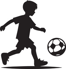 Football player kicking football silhouette vector illustration isolated on a white background