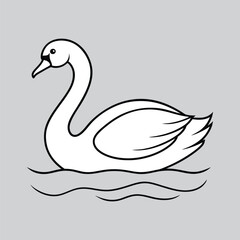 Graceful Swan on Water Minimal Vector Icon.