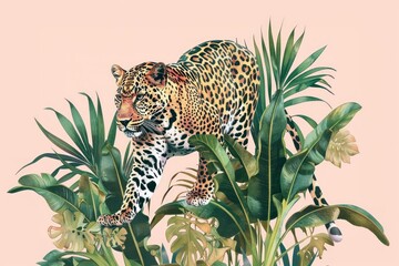 Naklejka premium Realistic hand drawing of Leopard leopard wildlife pattern.