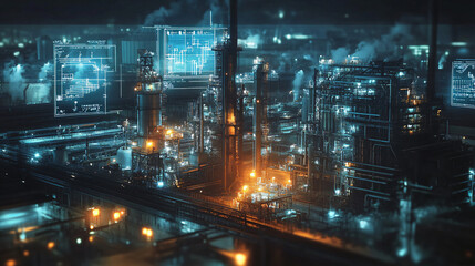 Obraz premium A network of smart sensors monitoring an industrial site. 