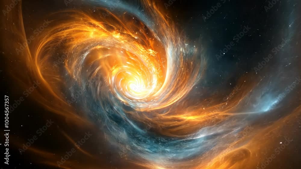 Canvas Prints a bright orange and blue nebula swirls in space, illuminated by a central light source