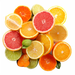 Fototapeta premium Vibrant Citrus Fruit Mix Assortment on transparent Background 