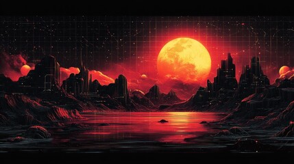 Obraz premium Red Planet, Digital Landscape