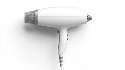 3D realistic white hair dryer vector icon isolated on a white background