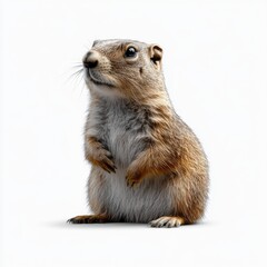 Obraz premium Cute Groundhog on a White Background in Art Style
