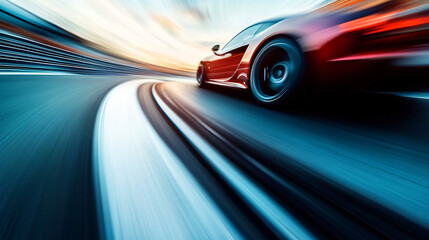 A motion-blurred photograph of a speeding car on a race track, capturing the thrill of motorsports.A motion-blurred photograph of a speeding car on a race track, capturing the thrill of motorsports.