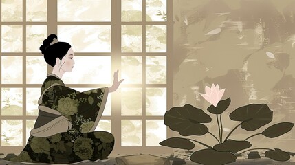 an elegant woman wearing a floral-patterned sweater and skirt