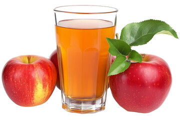 Fototapeta premium Detailed image of apple juice and fresh apples against a white background, showcasing purity and vibrant detail.