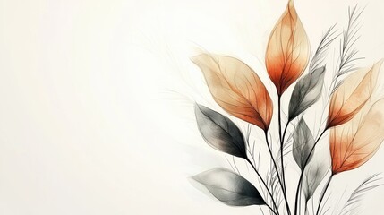 Fototapeta premium Elegant Botanical Illustration of Single Plant in Thin Lines