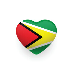 National flag of Guyana shaped as heart. Guyana flag. Vector Illustration.	