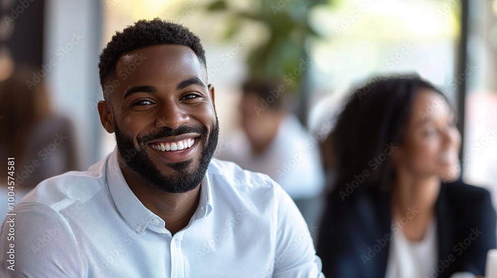 Wall mural Smiling Man at a Modern Workplace Setting