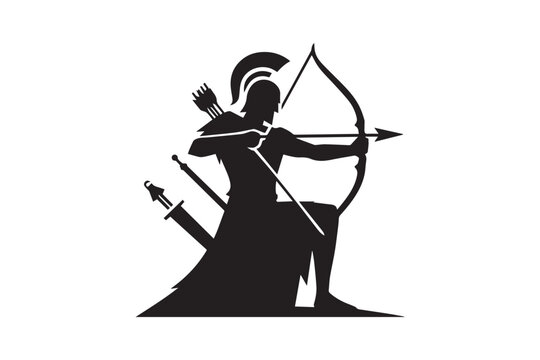 black archer aiming bow and arrow